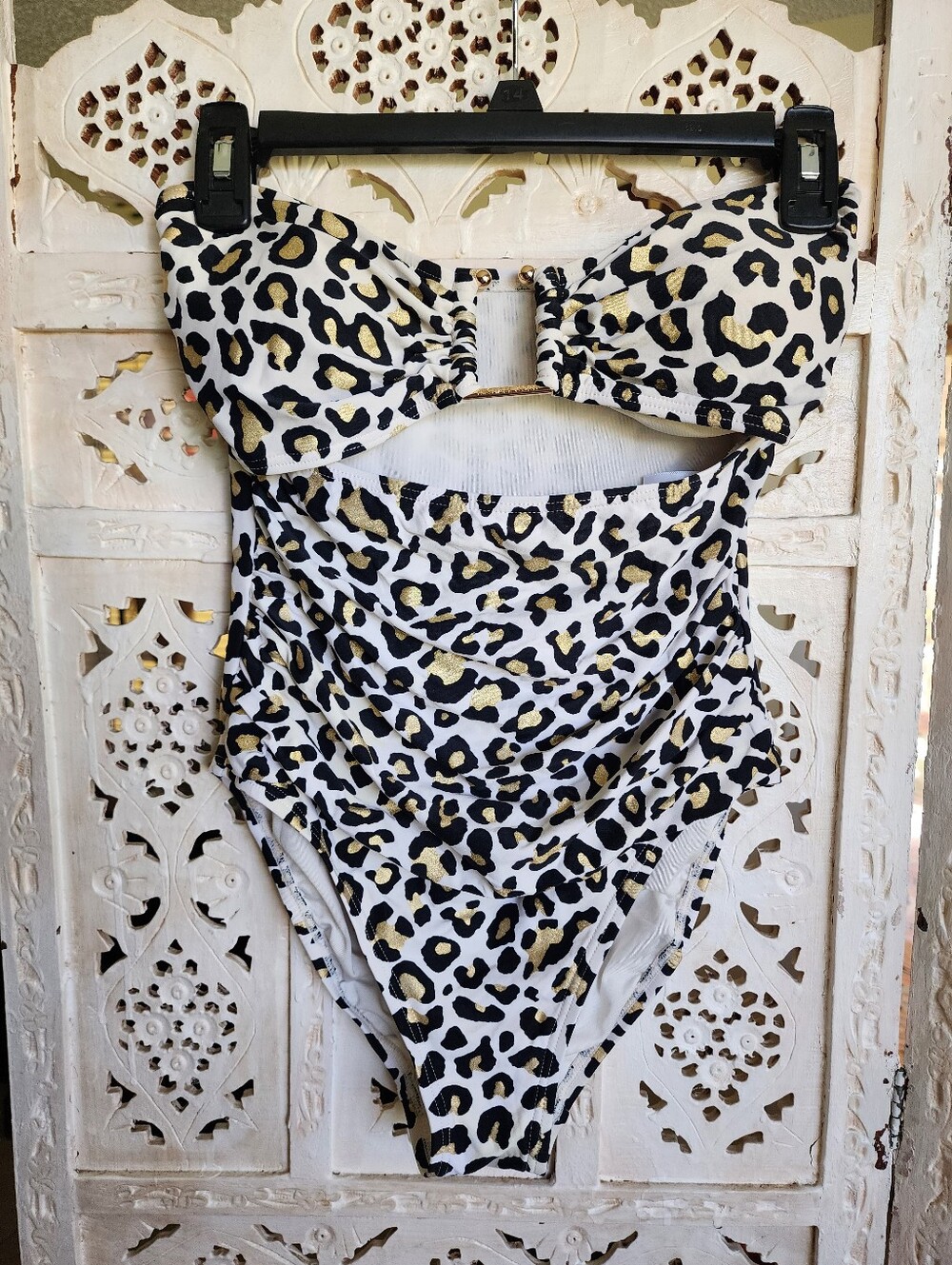 Michael Kors One Piece Swimsuit- Size 10- Leopard Print, Gold Hardware